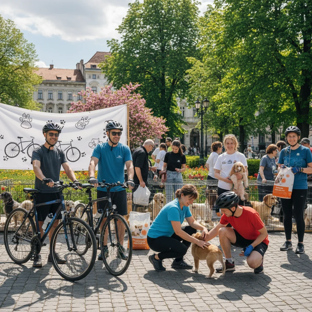 Bicicliștii din Timișoara sprijină salvarea cățeilor abandonați