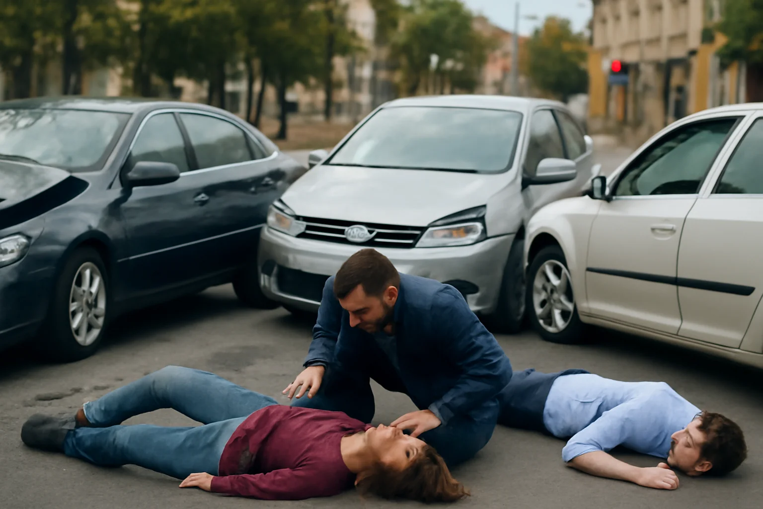 Două persoane rănite în urma unui accident cu trei mașini într-o intersecție din Timișoara