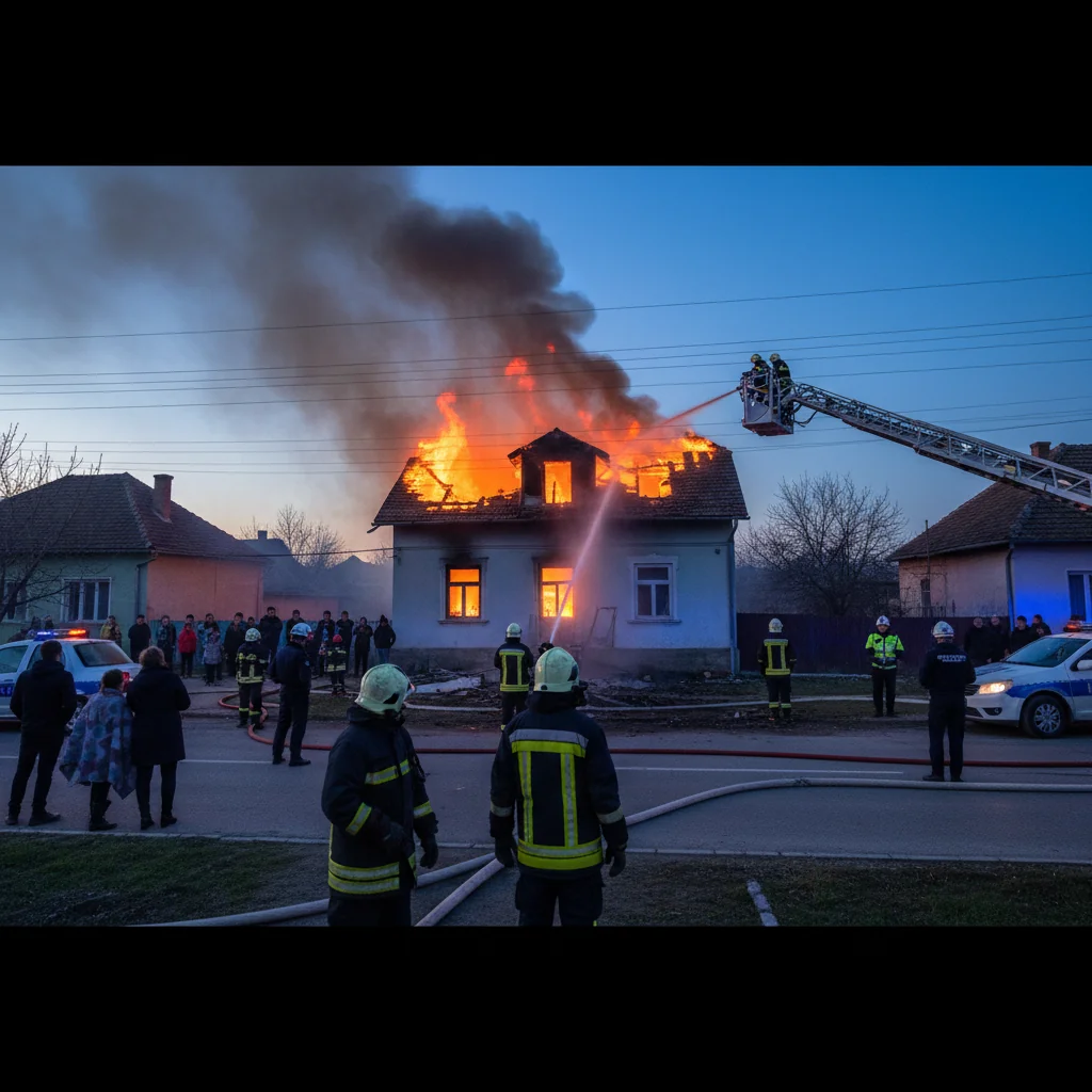 Incendiu matinal într-o locuință din Jimbolia, anunțat de pompieri din Timișoara