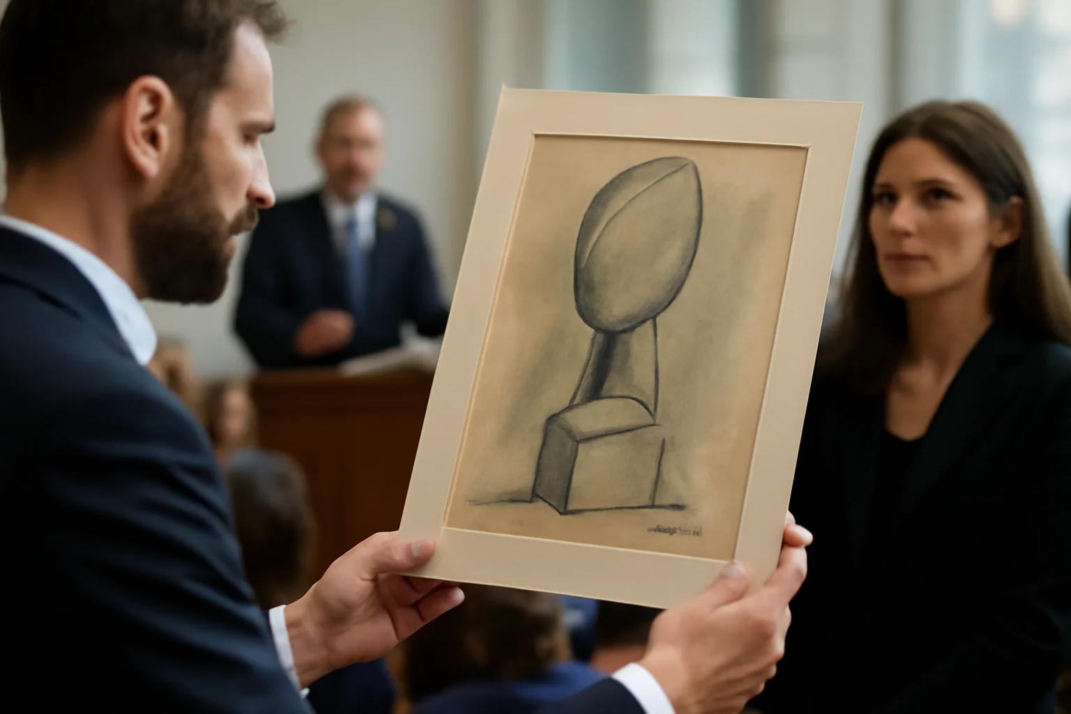 Lucrare grafică rară semnată de Brâncuși, scoasă la licitație în ziua aniversării marelui sculptor