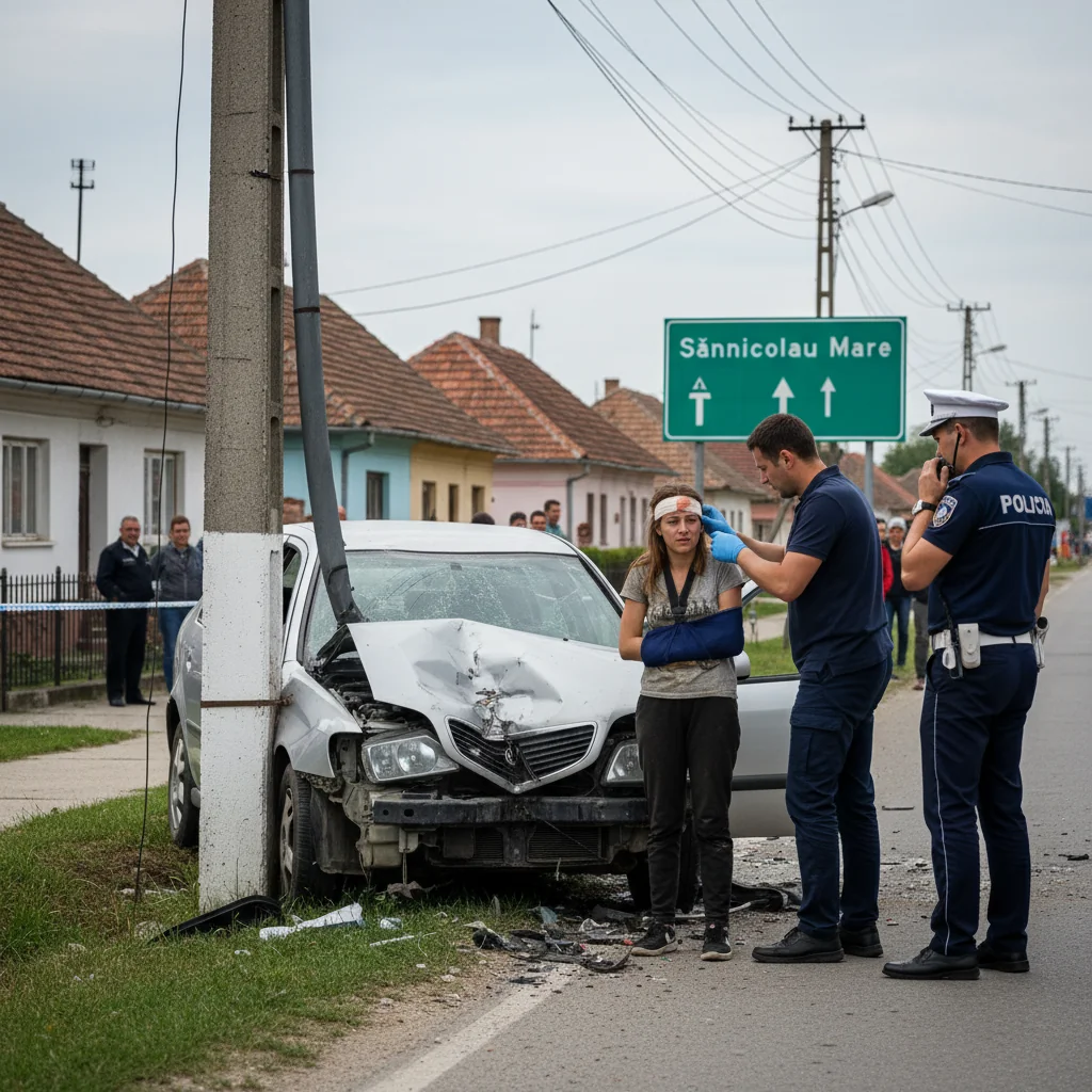 Tânără rănită într-un accident rutier la Sânnicolau Mare, cazul preluat de polițiștii din Timișoara
