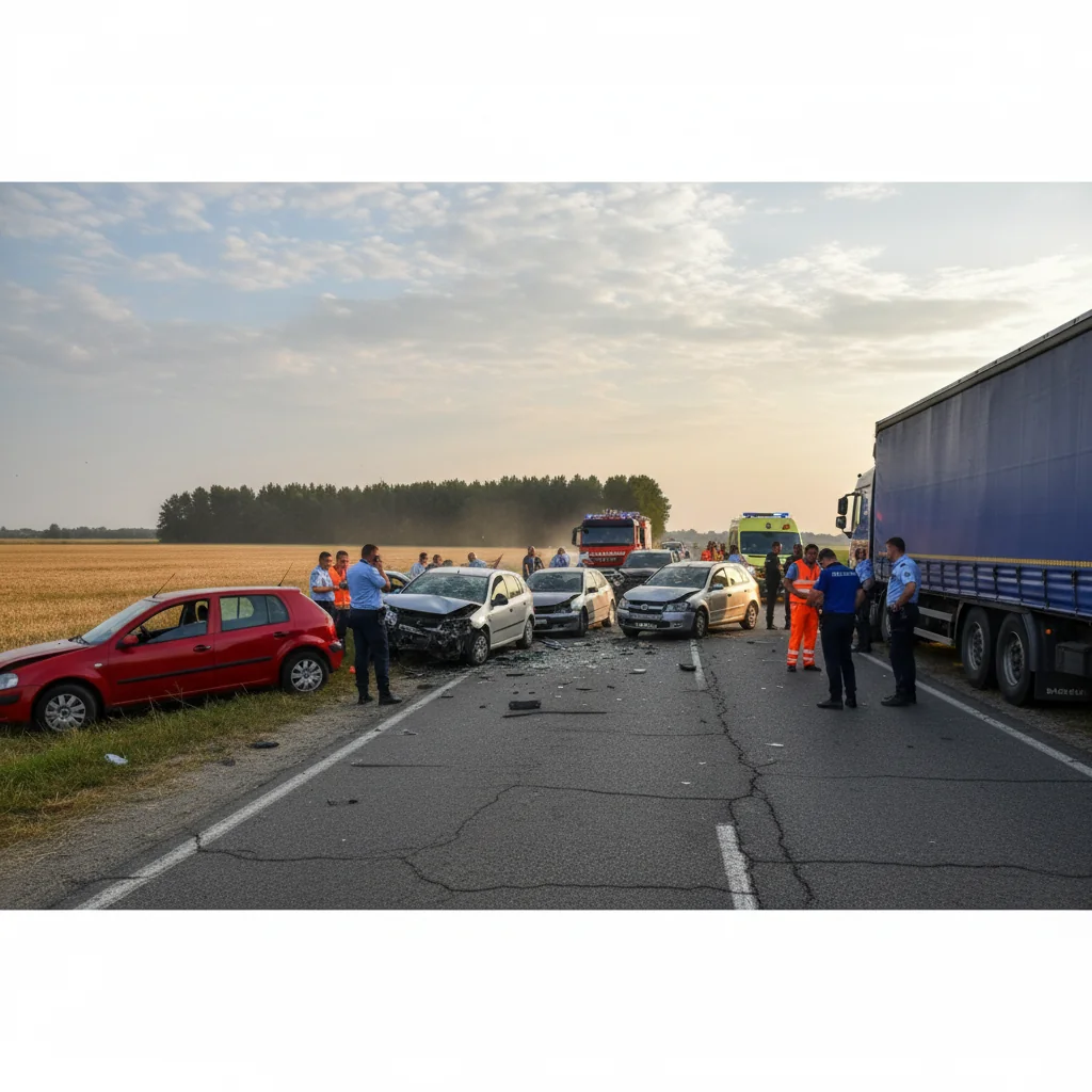 Trafic îngreunat la Timișoara după un accident în lanț la Giarmata, pe fondul condițiilor de iarnă